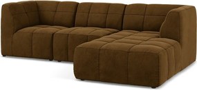 Musztardowy aksamitny narożnik (prawostronny/z szezlongiem) Aloha – Makamii