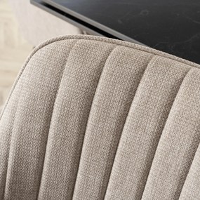 Zestaw Stół Prostokątny Rozkładany VICTOR 160-240 cm Czarny Marmur i 4 Krzesła Tapicerowane MALAGA Beżowe Nowoczesne