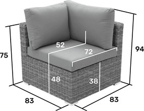 Zestaw rattanowy MALIBU dla 6 osób (szary)