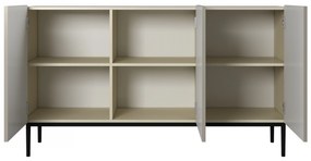 Komoda Nicole 150 cm z ryflowanym frontem - kaszmir / czarne nóżki