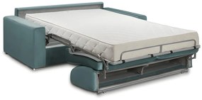 Kanapa 2-osobowa rozkładana z weluru CALIFE - Kolor miętowy - Łóżko 120  cm - Materac 18 cm