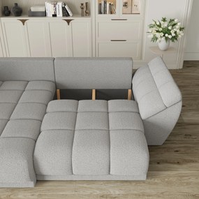 Masseno Narożnik ORENTI z funkcją spania i pojemnikiem na pościel Narozniki L, Rozkładana sofa - Jasnoszary, QUELLE 83