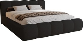 Łóżko tapicerowane 160x200 cm Ravello - łóżko z pojemnikiem, tkanina boucle czarny (Lambi 13)