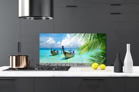 Panel Szklany Kolorowe Łodzie na Falach