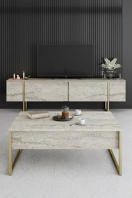 Stolik pod telewizor Luxe Travertine and Gold