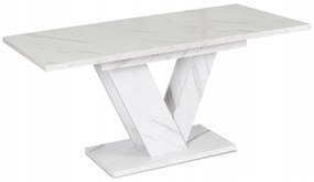 Stół Prostokątny Rozkładany CLARK 120-160 cm Biały Marmur Glamour