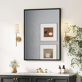 HOMCOM lustro ścienne prostokątne 76 x 101 cm, czarna drewniana rama, idealne do łazienki, salonu lub sypialni | Aosom PL