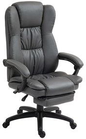Vinsetto Regulowany obrotowy krzesło z podnóżkiem, zagłówkiem, funkcją masażu, Skóra ekologiczna, 68,5x68,5x113-121cm, Ciemnoszary
