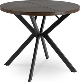 Stół Okrągły Rozkładany LUGO 90-190 cm Orzech/Czarny Loft