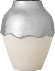 Kremowy/w kolorze srebra kamionkowy wazon (wysokość 26 cm) Silvio – Bloomingville