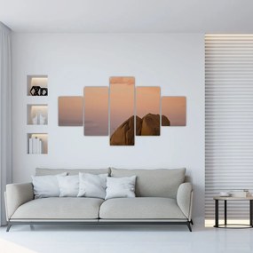 Obraz zachodu słońca w skałach (125x70 cm)