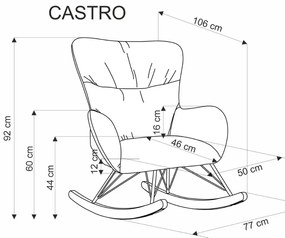 Fotel bujany CASTRO beżowy HALMAR
