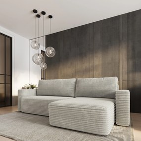 Masseno Narożnik TELIN z funkcją spania i pojemnikiem na pościel Narozniki L, Rozkładana sofa - Jasnoszary, TILIA 83