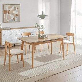 Stół Rozkładany Prostokątny SAMER 120-160 cm Ceramiczny Dąb Nowoczesny