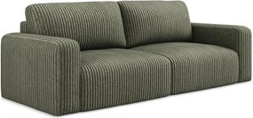 Zielona sztruksowa rozkładana/ze schowkiem sofa 252 cm Kona – Makamii