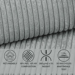 Szary sztruksowy rozkładany/ze schowkiem narożnik (prawostronny/w kształcie litery L) Tonga – Maison de Rêve