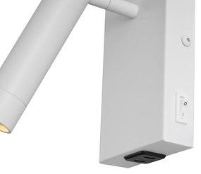 Nowoczesny Kinkiet / Lampa scienna regulowany biały z USB-C - Croft Nowoczesny Oswietlenie wewnetrzne