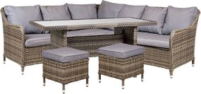 ZESTAW MEBLI RATTANOWYCH DREAMER ZE STOLIKIEM I PUFAMI DLA 7 OSÓB