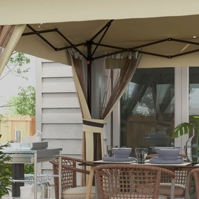 Outsunny Pawilon 3,3x3,3m Wodoodporny Pop-up Składany Pawilon z LED, Podwójny Dach, Moskitiera 4 Ścianki Torba | Aosom PL