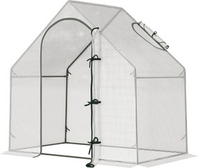 Outsunny Szklarnia przechodnia, 1,80 x 1,00 x 1,68 m, szklarnia foliowa, wytrzymała folia, Biała