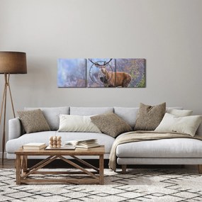 Obraz - Jeleń w krajobrazie (z zegarem) (90x30 cm)