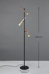 Czarna lampa stojąca LED z metalowym kloszem (wysokość 150 cm) Fiato – Trio