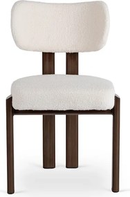 Zestaw Stół Rozkładany Ceramiczny LIZBONA 160-200 cm Biały Marmur/Orzech i 4 Krzesła Tapicerowane GRENADA Kremowe Nowoczesne