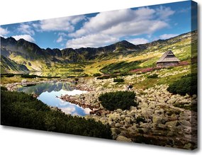 Obraz canvas Błękitne Jezioro u Stóp Gór