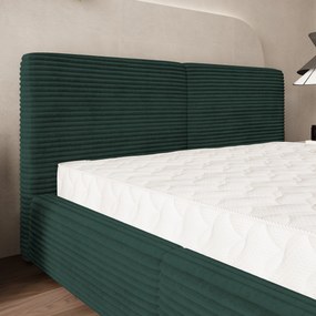 Masseno Łóżko Tapicerowane FELURO z pojemnikiem na pościel 200x200 cm - Butelkowa zieleń, TILIA 39