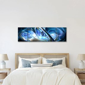 Obraz niebieskich fraktali (170x50 cm)