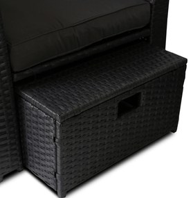 Zestaw Mebli Ogrodowych FLORYDA Ciemnoszary Sofa Krzesła Pufy Stolik Tarasowy Technorattan Nowoczesny