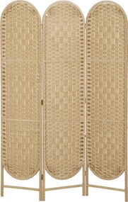 HOMCOM Parawan 3-częściowy 120x170 cm z zaokrąglonym górnym brzegiem, ręcznie tkany, składany, naturalny | Aosom PL