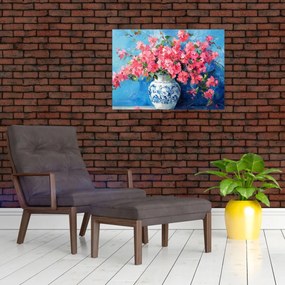 Obraz - Wazon z różowymi kwiatami (70x50 cm)