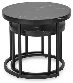 Komplet dwóch eleganckich stolików czarny marmur - Kendal