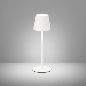 Biała lampa stołowa LED z metalowym kloszem, ściemniaczem i czujnikiem ruchu (wys. 38 cm) Tropea – Fischer &amp; Honsel