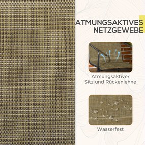 Outsunny Krzesła Ogrodowe Zestaw 2 szt Czarne Brązowe z Oddychającym Pokryciem Solidna Stalowa Rama 54x665x88cm | Aosom PL