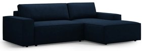 Ciemnoniebieski rozkładany narożnik z materiału bouclé (prawostronny) Jodie – Micadoni Home