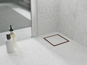 Mexen Flat-Q M13 wpust podłogowy kwadratowy 15 x 15 cm, różowe złoto - 1610015