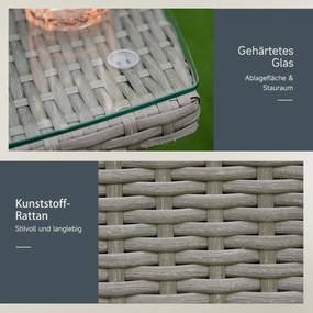 Outsunny Trzyczęściowy zestaw ogrodowy Zestaw wypoczynkowy ze stolikiem, technorattan, stal, szary