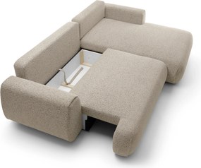 Masseno Narożnik ZEST z funkcją spania i pojemnikiem na pościel Narozniki L, Rozkładana sofa - Beżowy, PUENTE 16