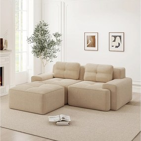 Narożnik modułowy bez ramy w kolorze beżowego sztruksu - Nowoczesny i elegancki design