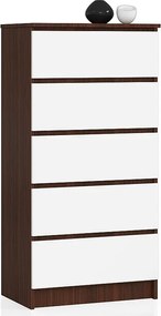 Komoda AKORD K60 Wenge 60 cm 5 szuflad kolor Biały mat 60x40x121 cm