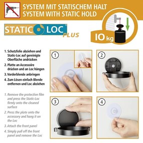 Czarny uchwyt ścienny na ręczniki Wenko Static-Loc® Plus