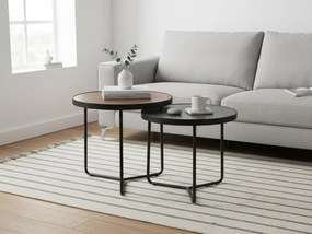 Stoliki pomocnicze PENELOPE zestaw 2 szt. Ø 50 cm, brązowy/czarny