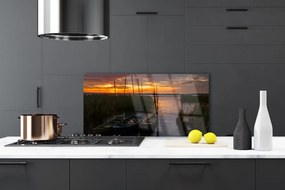 Panel Szklany Łodzie na Trawiastym Brzegu