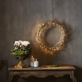 Okrągły wianek świąteczny LED w kolorze złota Fizzy