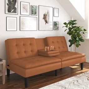 Koniakowa rozkładana sofa z imitacji skóry 191 cm Maine – Støraa