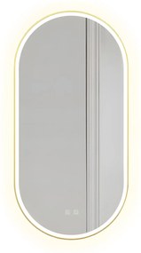 LUSTRO ŚCIENNE LED OVL 50x100cm Złote Szczotkowane