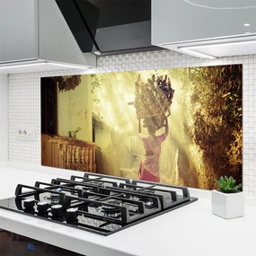 Panel Szklany Artystyczny Portret Na Drewnie