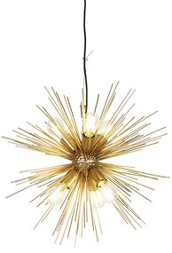 Lampa wisząca w stylu art deco złota 6-światłowa - Broom Nowoczesny Oswietlenie wewnetrzne